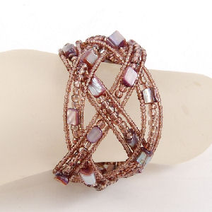 BRACCIALI RIGIDI DOPPIA TRECCIA C/MADREPERLA - Image 2