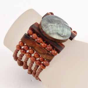 BRACCIALI ELASTICI CON MADREPERLA E LEGNO - Image 2