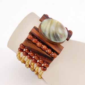 BRACCIALI ELASTICI CON MADREPERLA E LEGNO - Image 3