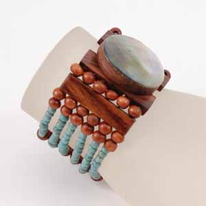 BRACCIALI ELASTICI CON MADREPERLA E LEGNO - Image 4