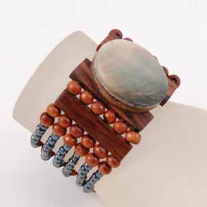 BRACCIALI ELASTICI CON MADREPERLA E LEGNO - Image 5