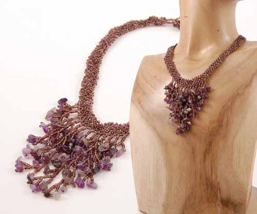 COLLANE GIROCOLLO NET RUMPUT CON FRANGE E PIETRE - Image 5