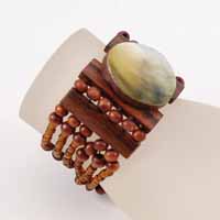 BRACCIALI ELASTICI CON MADREPERLA E LEGNO