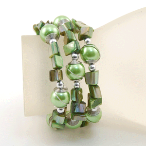 BRACCIALI IN METALLO E MADREPERLA COLORATE - Image 3