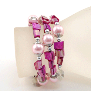 BRACCIALI IN METALLO E MADREPERLA COLORATE - Image 4