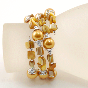 BRACCIALI IN METALLO E MADREPERLA COLORATE - Image 2