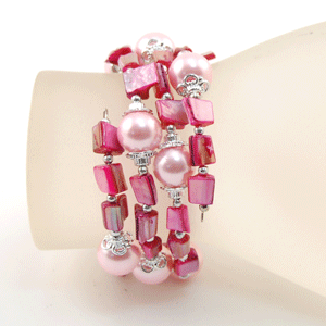 BRACCIALI IN METALLO E MADREPERLA COLORATE - Image 5