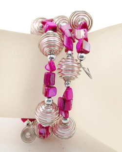 BRACCIALI IN METALLO E MADREPERLA COLORATE - Image 7