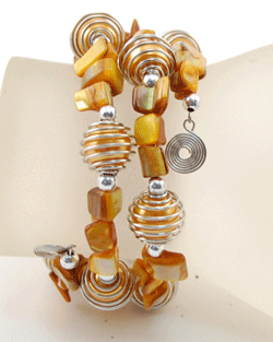 BRACCIALI IN METALLO E MADREPERLA COLORATE - Image 8