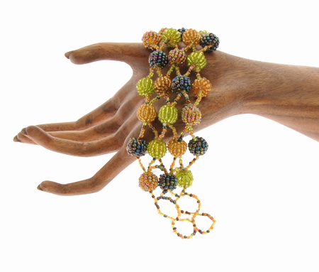 BRACCIALE APERTI 4 RIGHE PALLINE INTRECCIATE - Image 3