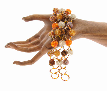 BRACCIALE APERTI 4 RIGHE PALLINE INTRECCIATE - Image 4