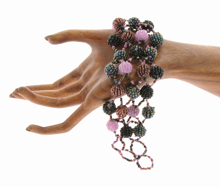 BRACCIALE APERTI 4 RIGHE PALLINE INTRECCIATE - Image 5