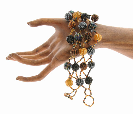 BRACCIALE APERTI 4 RIGHE PALLINE INTRECCIATE - Image 6