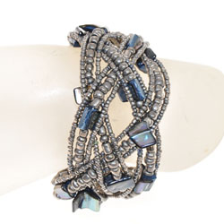 BRACCIALI RIGIDI DOPPIA TRECCIA C/MADREPERLA