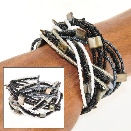 BRACCIALI RIGIDI DOPPIA TRECCIA C/MADREPERLA STRIPE - Image 3