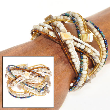 BRACCIALI RIGIDI DOPPIA TRECCIA C/MADREPERLA STRIPE - Image 5