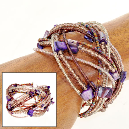 BRACCIALI RIGIDI DOPPIA TRECCIA C/MADREPERLA STRIPE - Image 7