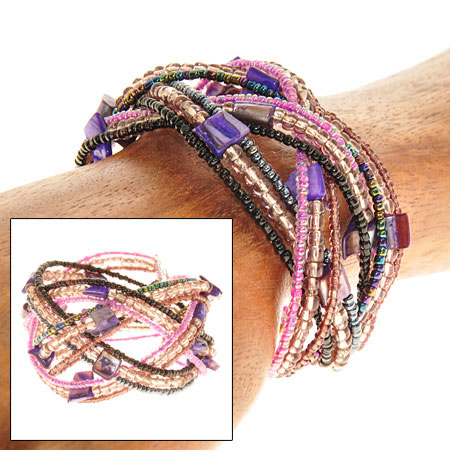 BRACCIALI RIGIDI DOPPIA TRECCIA C/MADREPERLA STRIPE - Image 8