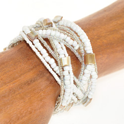 BRACCIALI RIGIDI DOPPIA TRECCIA C/MADREPERLA  STRIPE