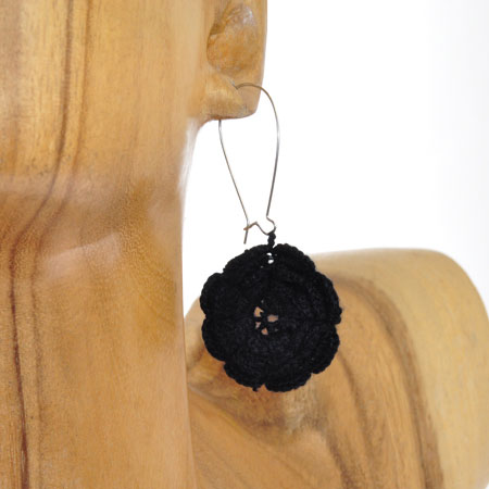 ORECCHINI IN COTONE A UNCINETTO ROSE FLOWER - Image 2