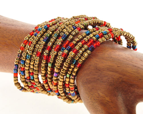 BRACCIALI PERLINE RIGIDI 15 RIGHE ETHNIC - Image 3