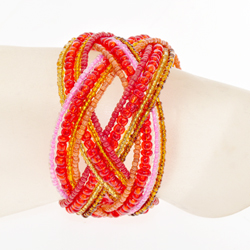 BRACCIALI RIGIDI PERLINE DOPPIA TRECCIA BIG