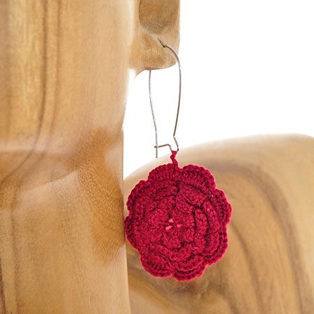 ORECCHINI IN COTONE A UNCINETTO ROSE FLOWER - Image 5