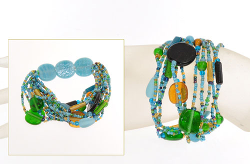 BRACCIALI ELASTICI 12 FILI CON PERLE IN VETRO - Image 19