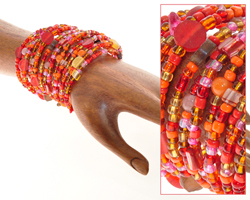 BRACCIALI RIGIDI 15 FILI PERLE GROSSE E VETRO