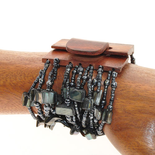 BRACCIALI ELASTICI 14 FILI NUGED MIX CON FIBBIA IN LEGNO - Image 2