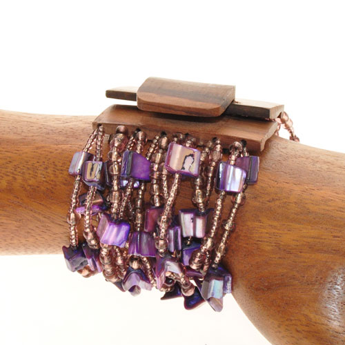 BRACCIALI ELASTICI 14 FILI NUGED MIX CON FIBBIA IN LEGNO - Image 3