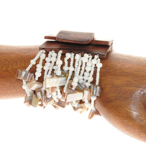 BRACCIALI ELASTICI 14 FILI NUGED MIX CON FIBBIA IN LEGNO - Image 4