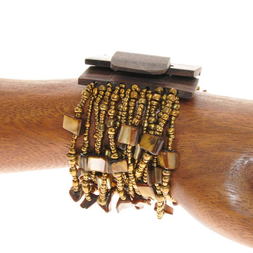 BRACCIALI ELASTICI 14 FILI NUGED MIX CON FIBBIA IN LEGNO - Image 5