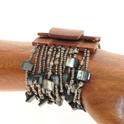 BRACCIALI ELASTICI 14 FILI NUGED MIX CON FIBBIA IN LEGNO - Image 6