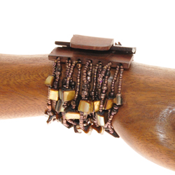 BRACCIALI ELASTICI  14 FILI NUGED MIX CON FIBBIA IN LEGNO