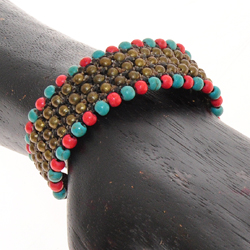 BRACCIALI THAI NET 5 ROW BRASS COMB STONES MAGICA