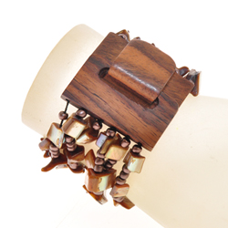 BRACCIALI ELASTICI 6 RIGHE NUGGET KOTAK FIBBIA IN LEGNO