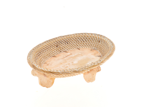 CIOTOLA IN RATTAN E LEGNO TONDA CON PIEDISTALLO DIAMETRO CM 14 - Image 5