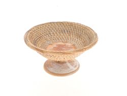 CIOTOLA IN RATTAN E LEGNO TONDA CON PIEDISTALLO DIAMETRO CM 14