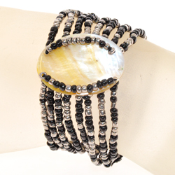 BRACCIALI PERLINE 8 FILI ELASTICI OVALE MADREPERLA MIX