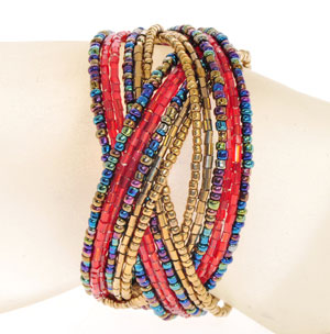 BRACCIALI DOPPIA TRECCIA 18 FILI PERLINE - Image 2