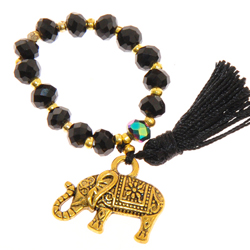 ANELLI ELASTICO TASSEL KRISTAL ELEFANTE LARGE COLORE ORO