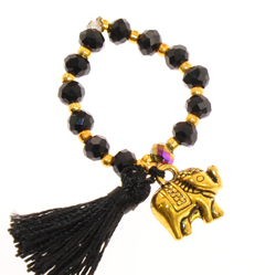 ANELLI ELASTICO TASSEL KRISTAL ELEFANTE SMALL COLORE ORO