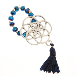 ANELLI ELASTICO TASSEL MANDALA COLORE ARGENTO