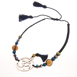 BRACCIALI MORBIDI TASSEL OM CIRCLE COLORE ARGENTO