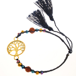 BRACCIALI MORBIDI TASSEL TREE OF LIFE CIRCLE COLORE ORO