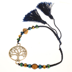 BRACCIALI MORBIDI TASSEL TREE OF LIFE CIRCLE COLORE ARGENTO