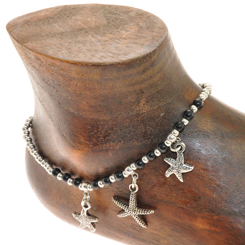 CAVIGLIERE SILVER PLATED CON CORDINO CERATO E PENDENTI STELLE MARINE - Image 3