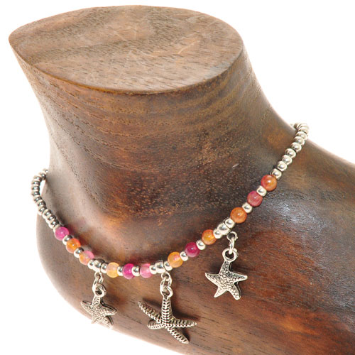 CAVIGLIERE SILVER PLATED CON CORDINO CERATO E PENDENTI STELLE MARINE - Image 4