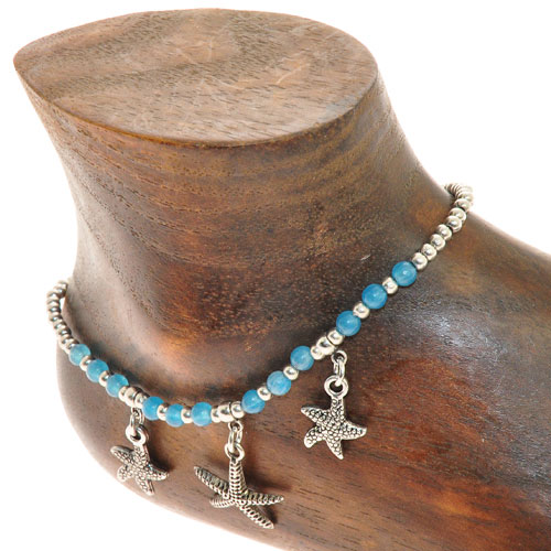 CAVIGLIERE SILVER PLATED CON CORDINO CERATO E PENDENTI STELLE MARINE - Image 5